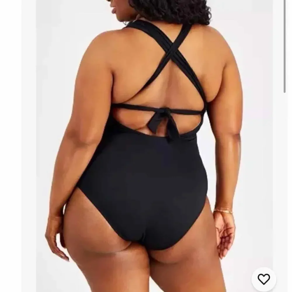 Becca Rebecca Virtue  Swimsuit Pink Strappy One Piece Plus Size 1X